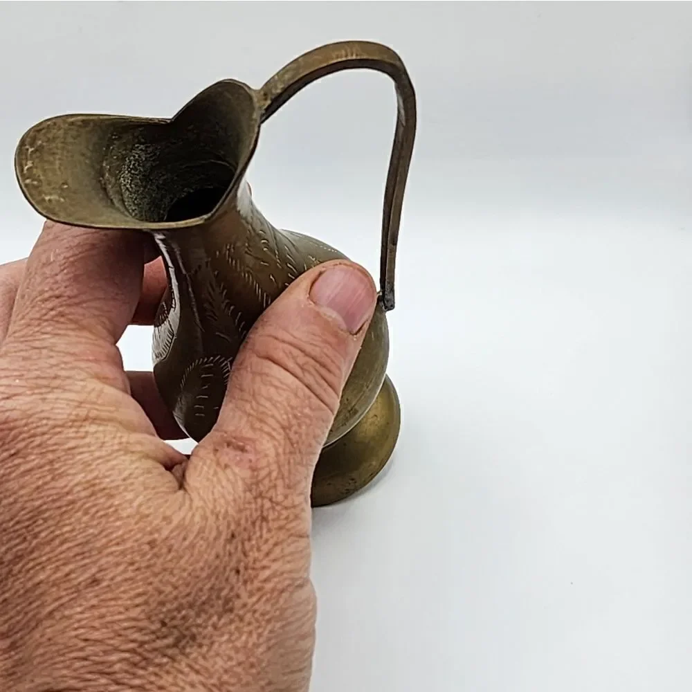 Vintage Brass Bud Vase India Hand Engraved  Design